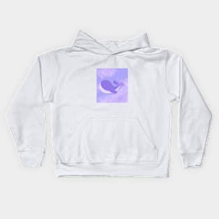 Purple Whale in sky Kids Hoodie